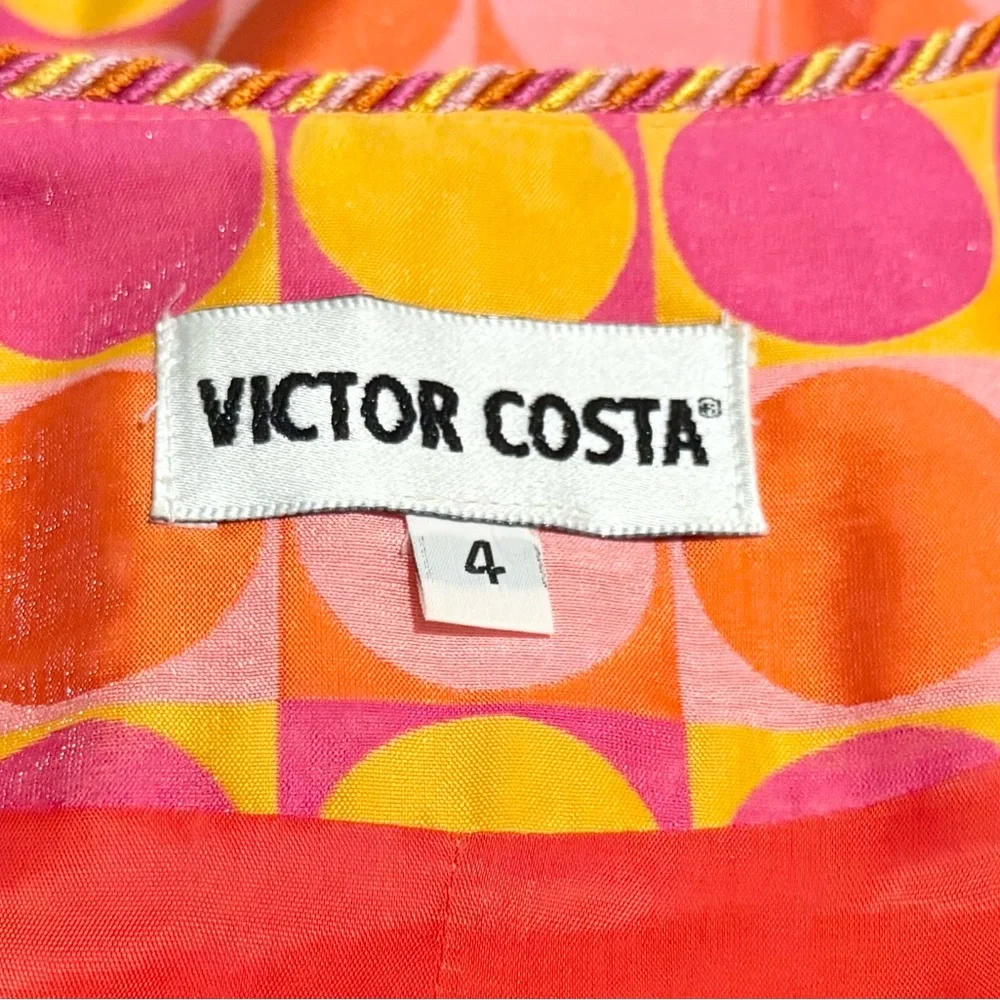 Victor Costa Orange/Pink/Yellow Circles Dress with Matching Jacket